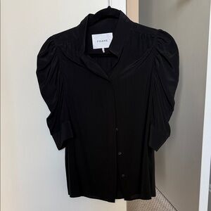 Frame Puff-Sleeve Silk Blouse